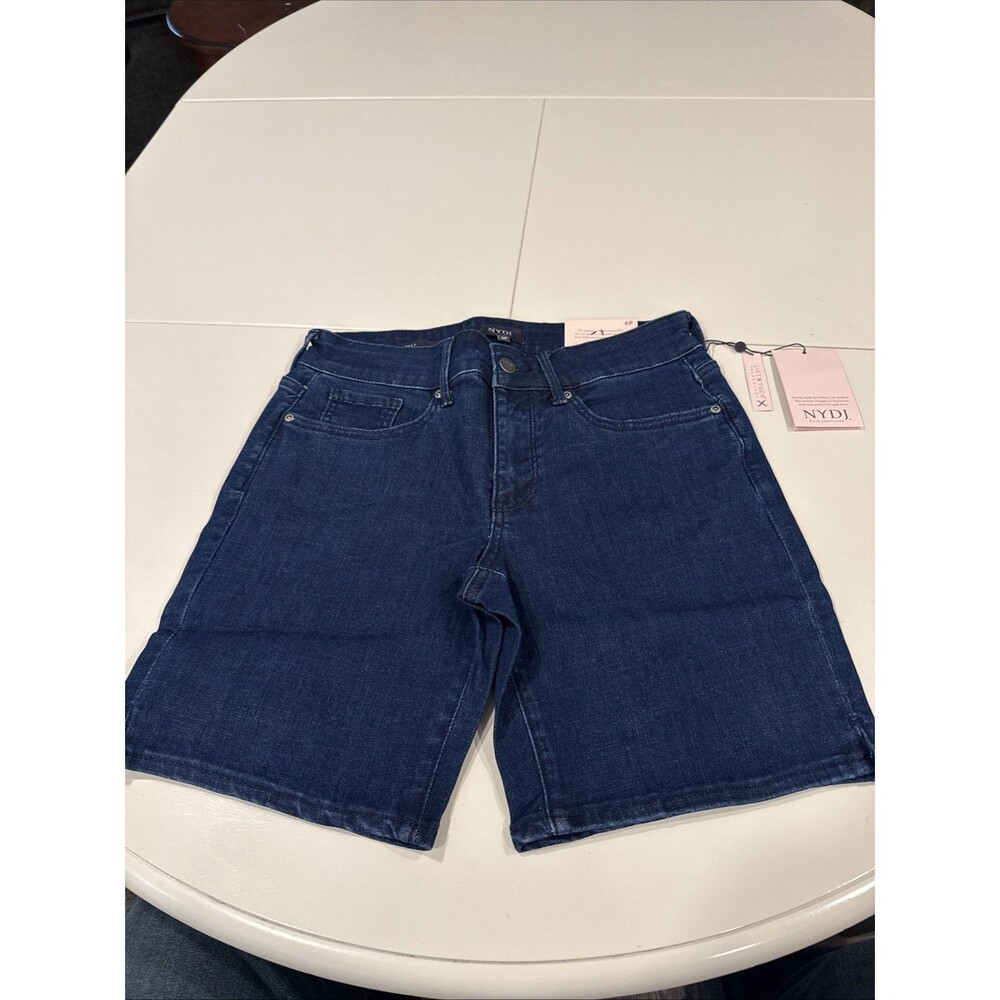 NYDJ Ella Denim Shorts Blue Dark Wash Arise Side Slits Womens Size 6P